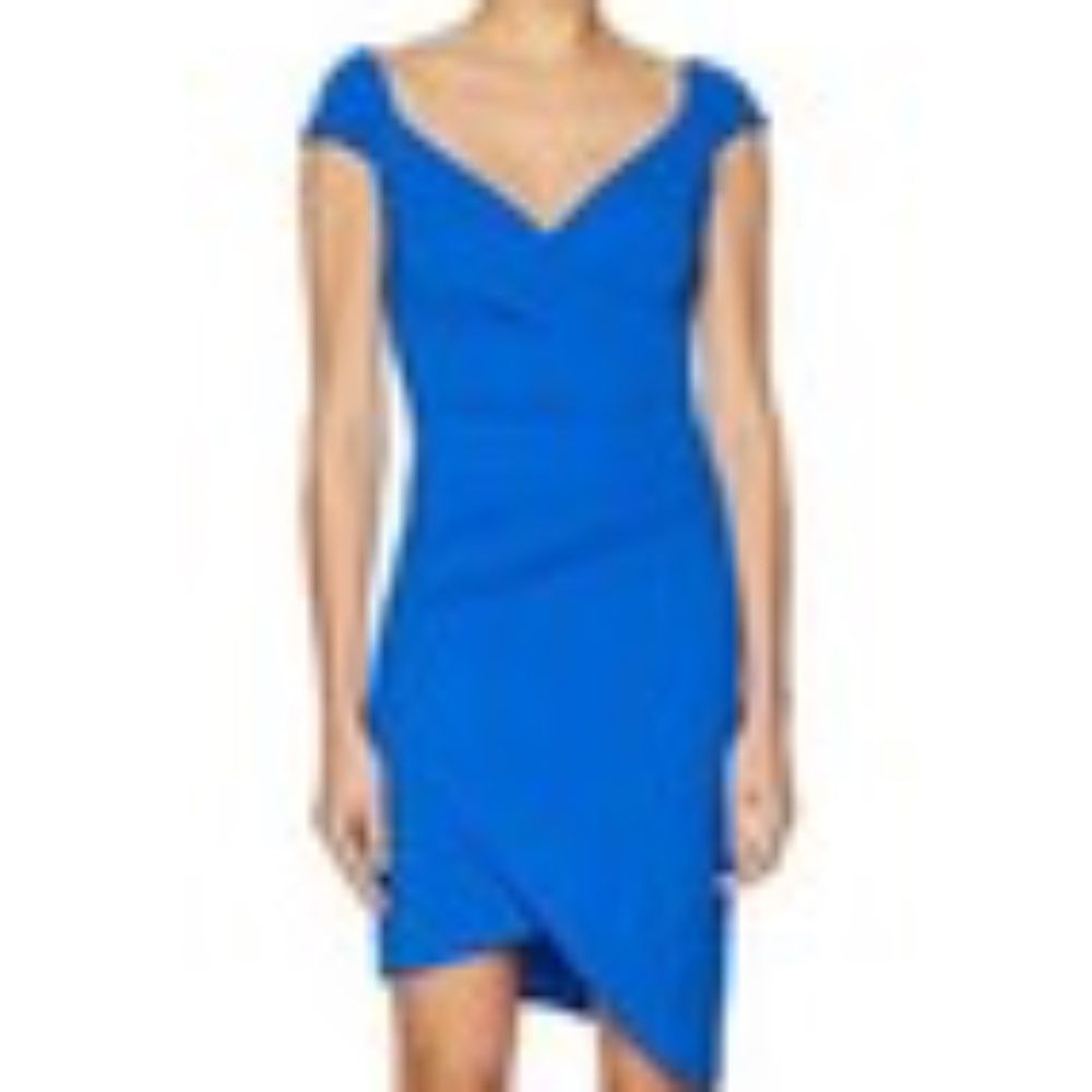 Nicole Miller NY Gold Label Collection RoyalCobalt Blue sleeveless faux-wrap sz6 - Picture 7 of 7